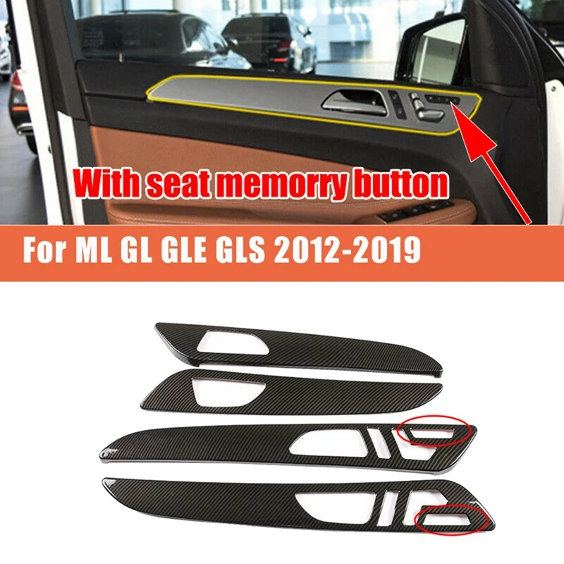 

Carbon Fiber Car Interior Door Handle Panel Cover Trim Strip for Mercedes Benz W166 ML GL 2012-2015 GLS GLE 2016-2019