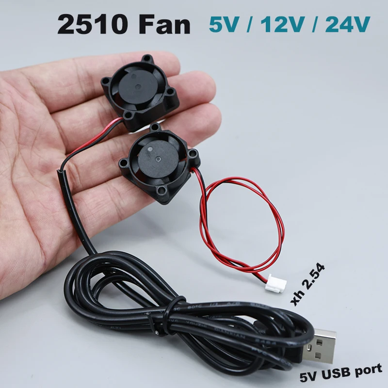 2.5cm DC 5V USB Fan 2510 PC Computer Case Cooler Brushless Cooling Fans For Raspberry Radiator Ventilation Oil Bearing 12v E