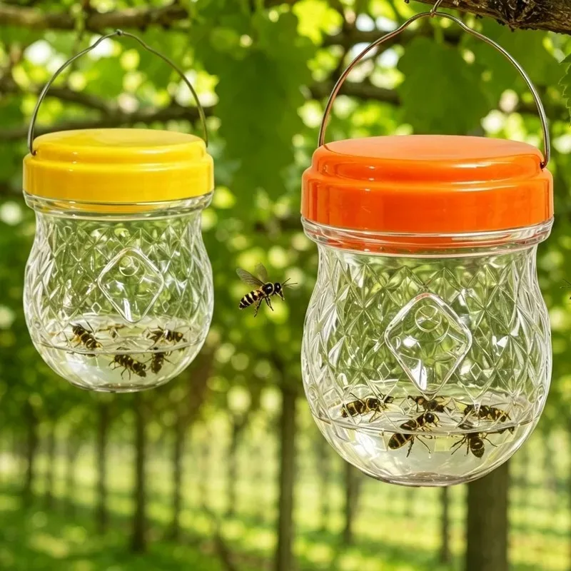 1/3Pcs Fruit Fly Trap Wasp Catcher Hanging Reusable Physical Pest Control Non Toxic Transparent Bottle with Ring for Farm Patio