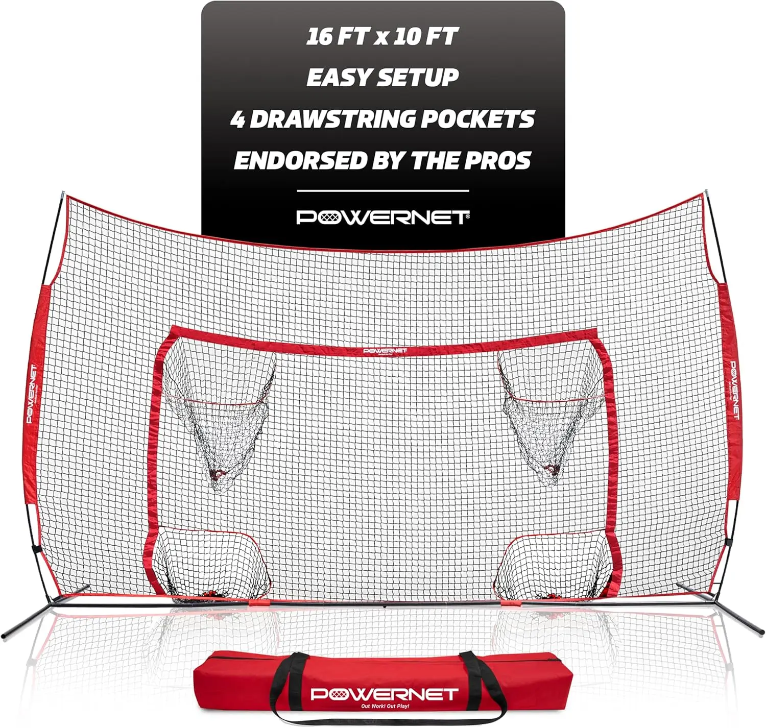 

16x10 FT Soccer Training Goal with Barrier Net and Pocket Targets, Improve Accuracy, Stops Missed Shots