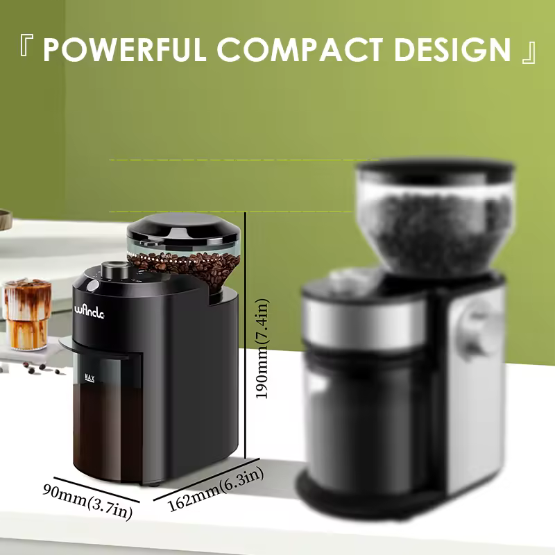 Wancle Electric Burr Coffee Grinder Adjustable Burr Mill Conical Coffee Bean Grinding with 28 Precise Grind Setting 220V/120V - Image 6
