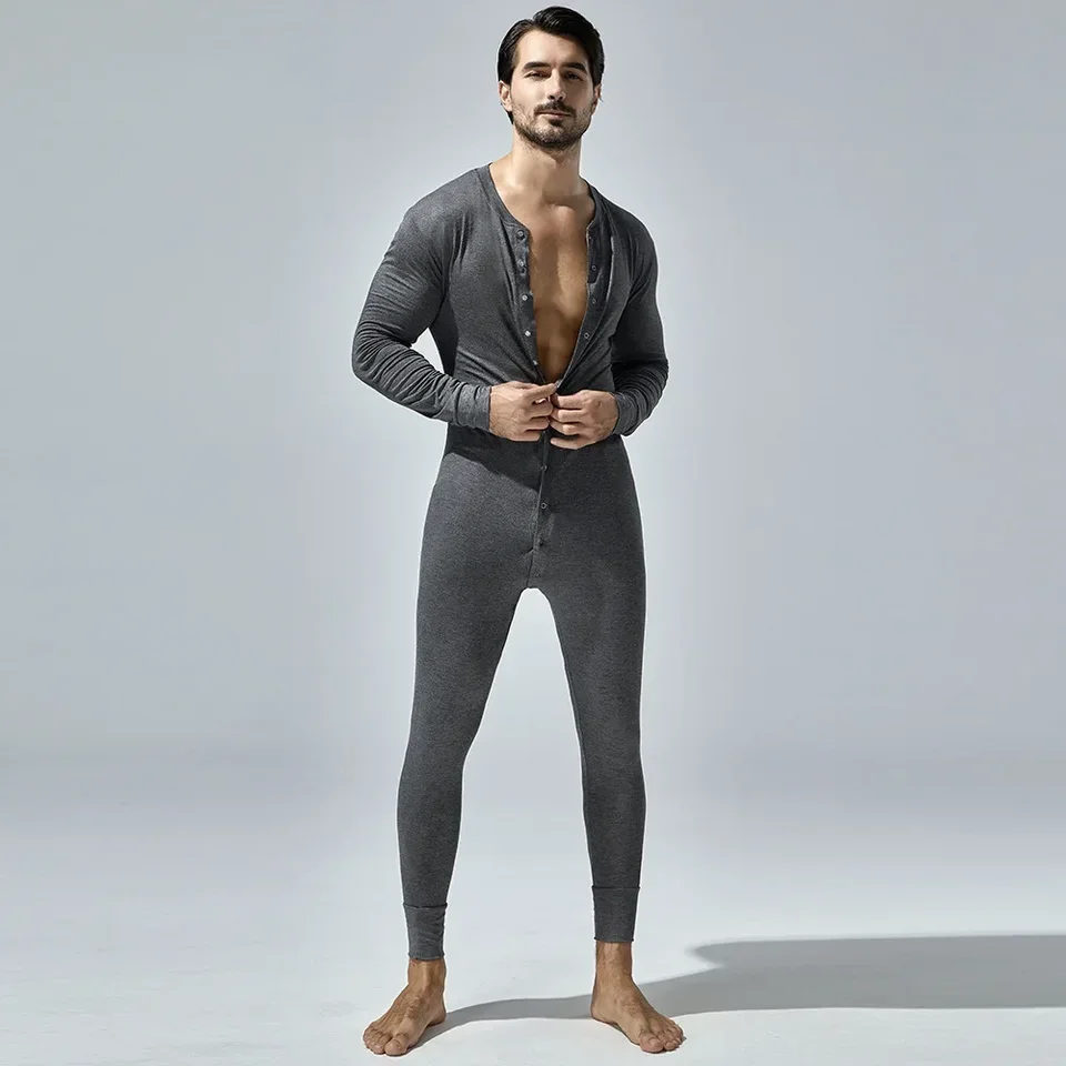 New Men's One-Piece Pajamas Home Fitness Wear Men's Bodysuit