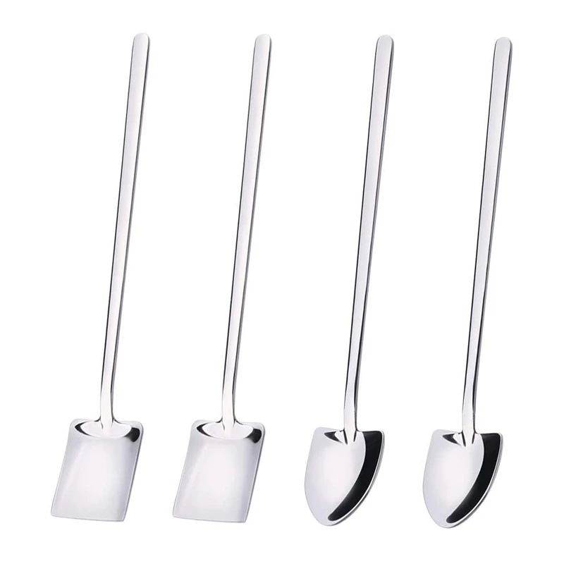 

Iced Tea Spoons, Stainless Steel Long Handle Coffee Spoon, Ice Cream Spoon Stirring Spoon Drinking Tools 4 Pcs