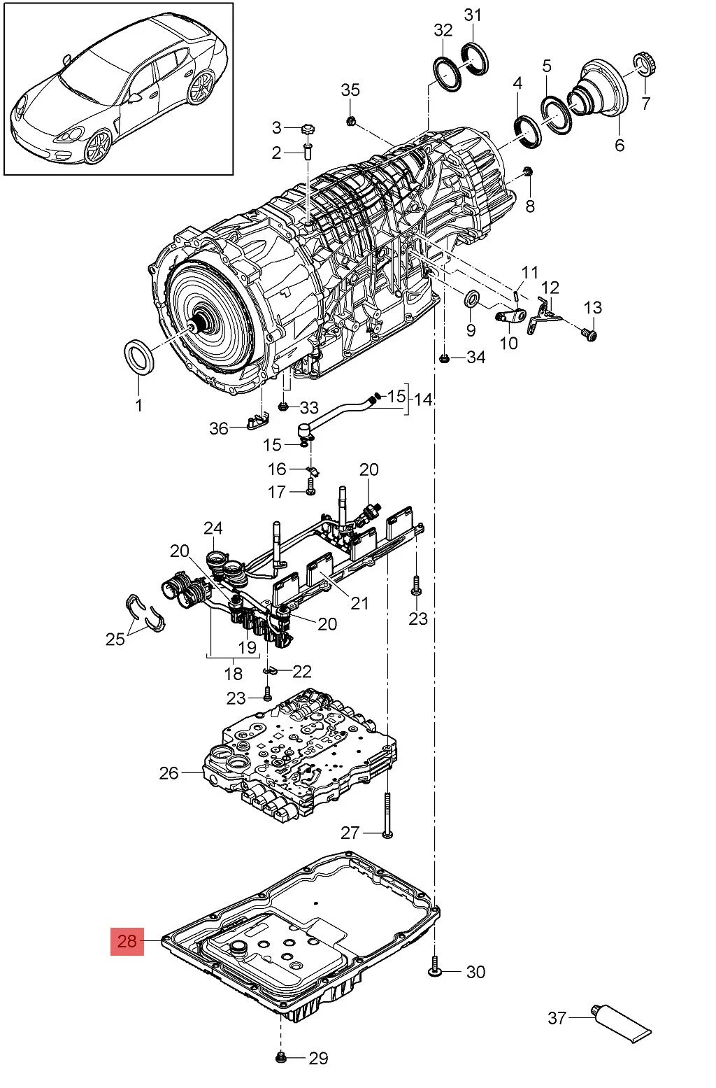 Масляная сковорода трансмиссии OEM 97032102500 с фильтром трансмиссии для Porsche Panamera 2010-2016