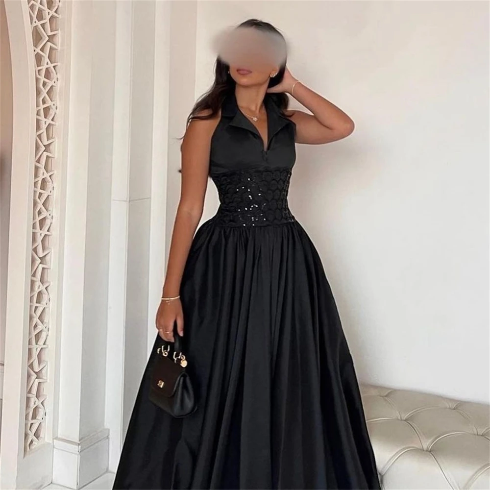 Robe de Soirée Longue en Jersey à Paillettes et Perles, Vêtement Personnalisé, Froncé, Ligne A, Col en V, sur Mesure, Sexy, Décontracté