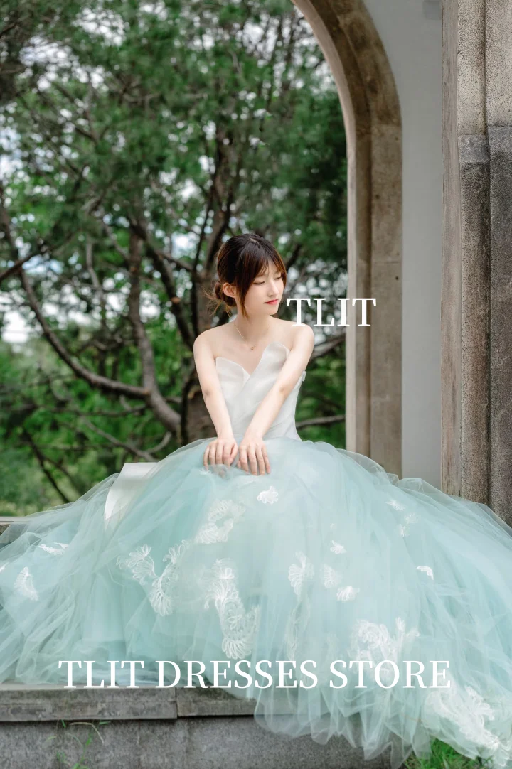 TLIT 럭셔리 캔디 컬러 튤 새틴 이브닝 드레스 스트랩리스 イブニング? 드레스 크리스크로스 지퍼 A라인 프롬 맞춤형