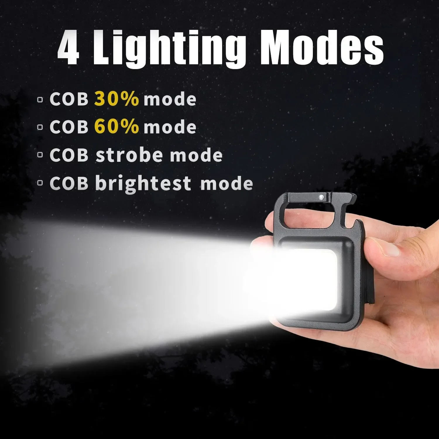 Mini COB 500LM Light Keychain Multifunctional USB Charging Emergency Light Outdoor Camping 500mAh Strong Magnetic Flashlight