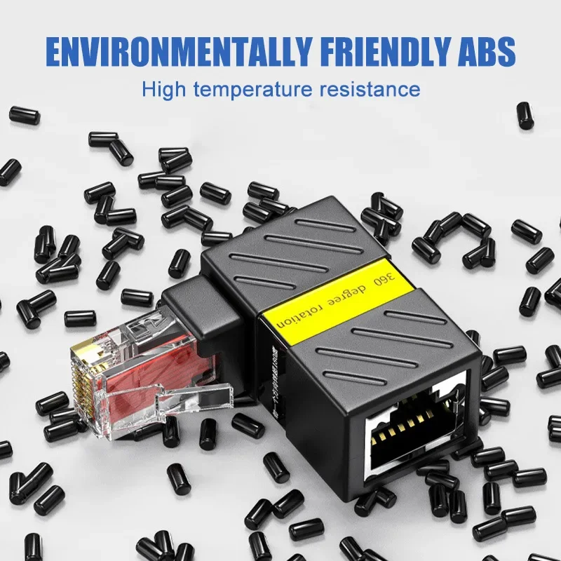 360° Rotation Gigabit RJ45 Network Adapter 90 Degree Right Angle Elbow Network Connector Universal RJ45 Male to Female Converter