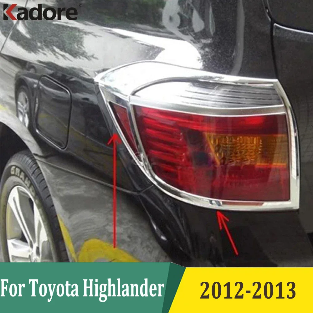 For Toyota Highlander 2012 2013 Chrome Taillight Rear Light Lamp Cover Trim Car Sticker Styling Exterior Accessories