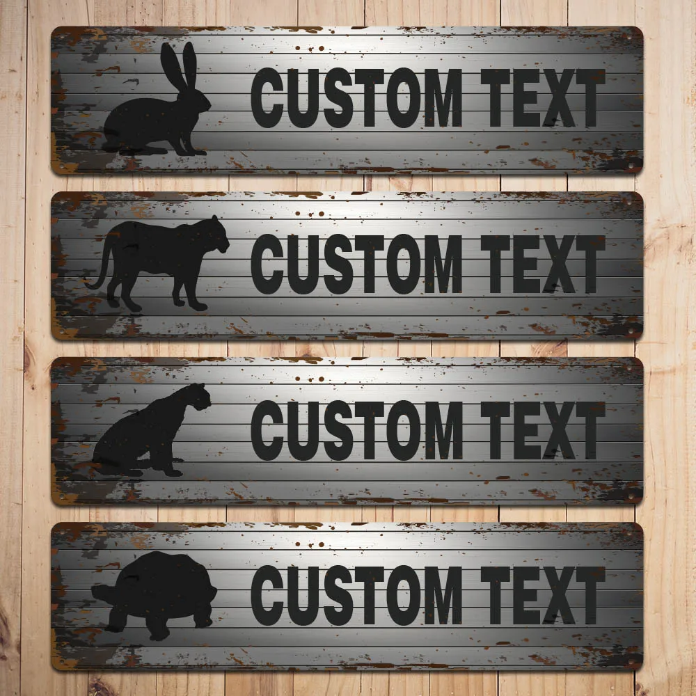 

1pc new Rabbits, tigers, tortoises Customized Text Metal Wall Signs Metal Plate Signs For Home Decor Living Room Bedroom