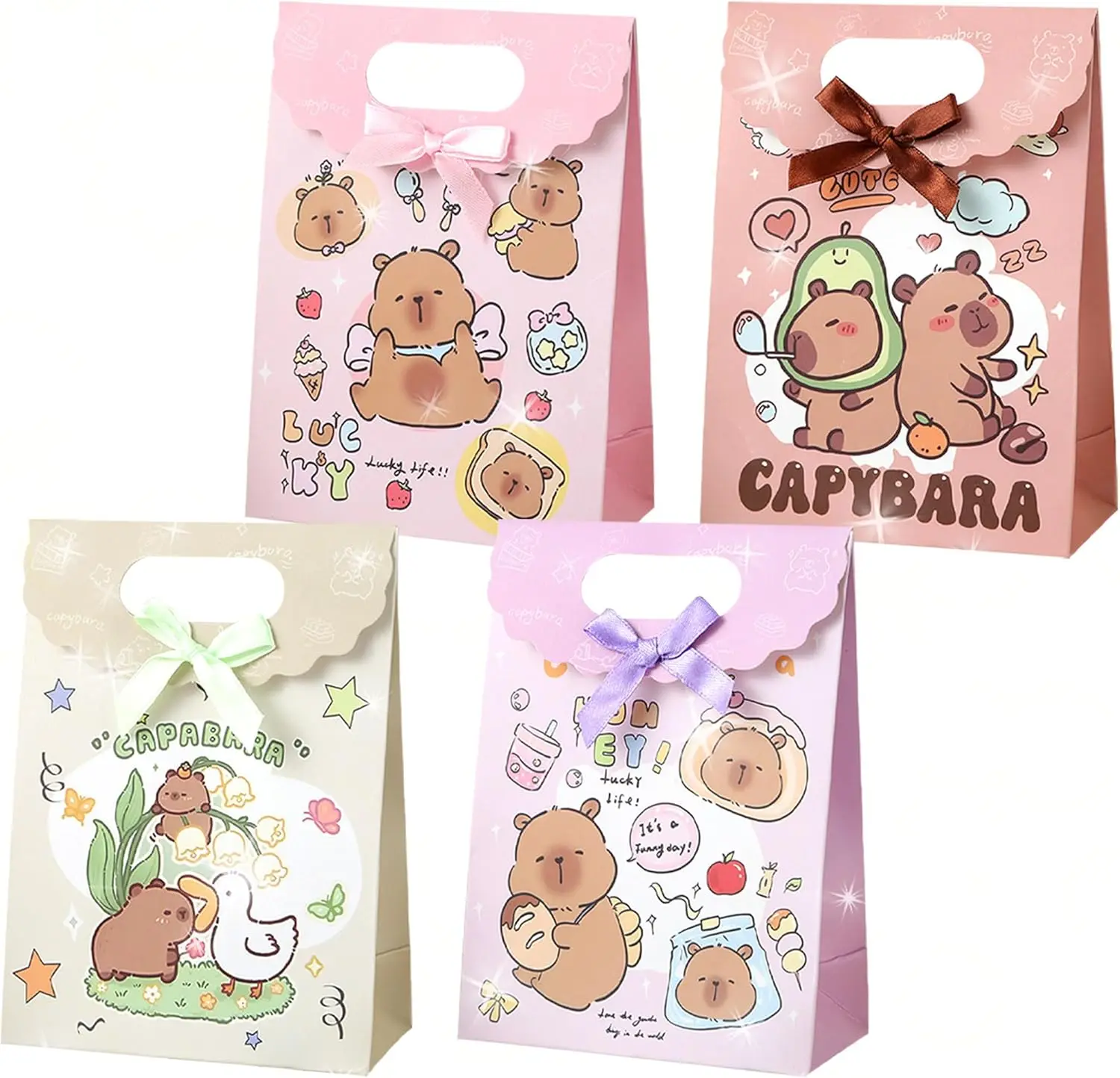 

12 шт. подарочных пакетов с капибарами, пакеты для угощений с капибарами, коробки с капибарами для дня рождения, принадлежности для празднования дня рождения