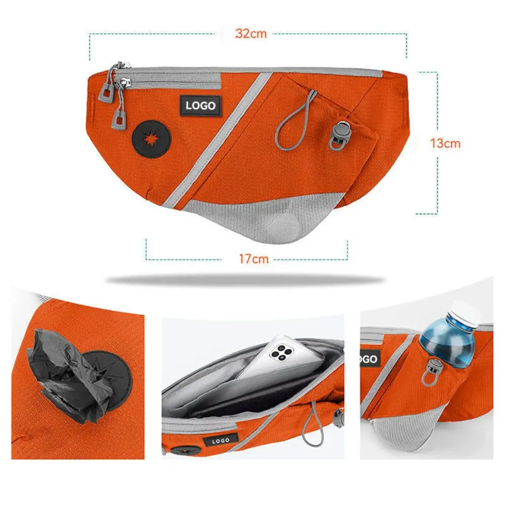 Multifunctional Mobile Phone Bag Running Bag Dual Pocket Marathon Bag Waist Bag Pet Supplies Training Dog Leash Belt Bag Men