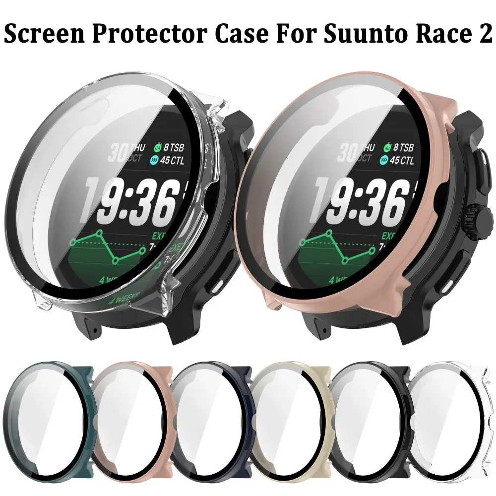 PC + حافظة واقية مقسى مضادة للخدش تغطية كاملة واقي للشاشة غطاء صلب لـ Suunto Race 2