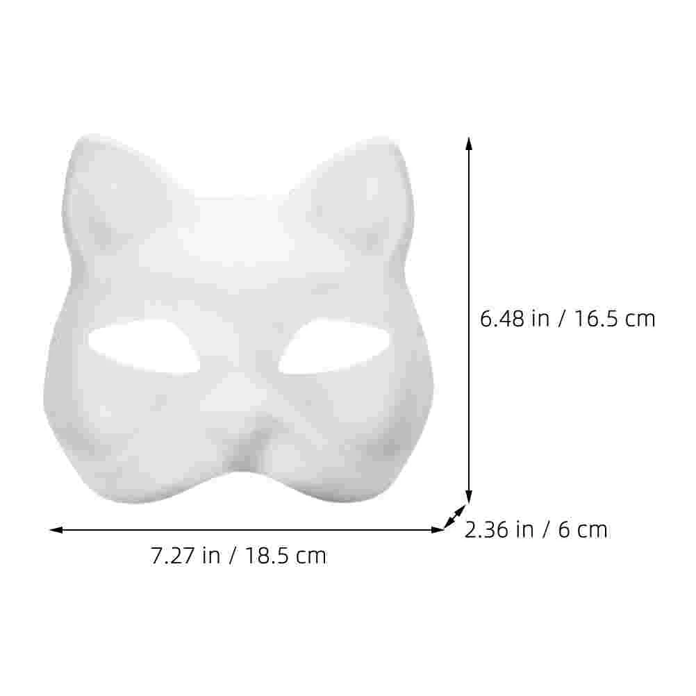 Cosplay Masks Paper Blank Hand Drawn Masquerade Unpainted Cat White Child