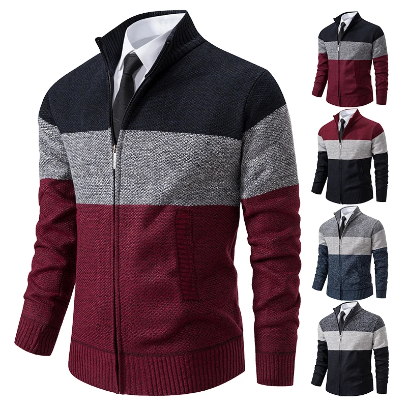 Maglione cardigan da uomo autunno e inverno nuovo cappotto maglione tendenza maglione stand-up