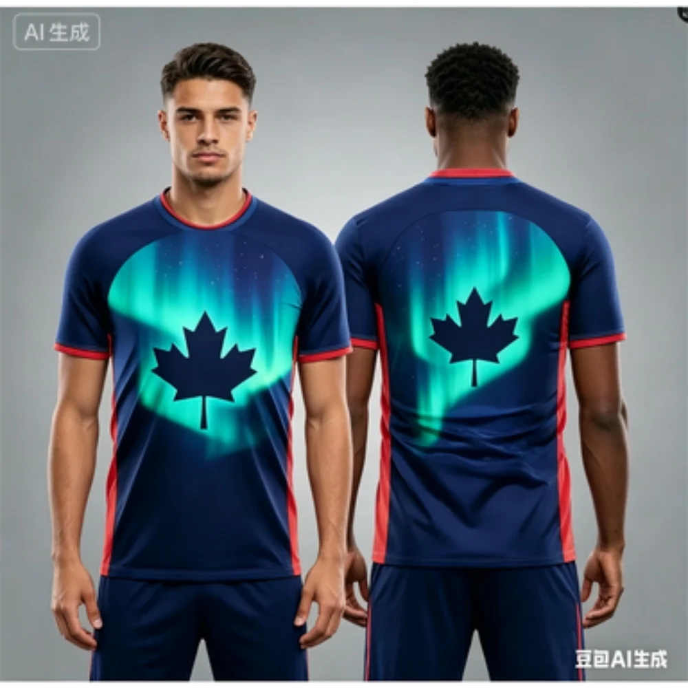 Men's Sports Short-sleeve T-shirt Aurora Maple Leaf Print Round Neck Breathable Top Casual Fitness Daily Wear