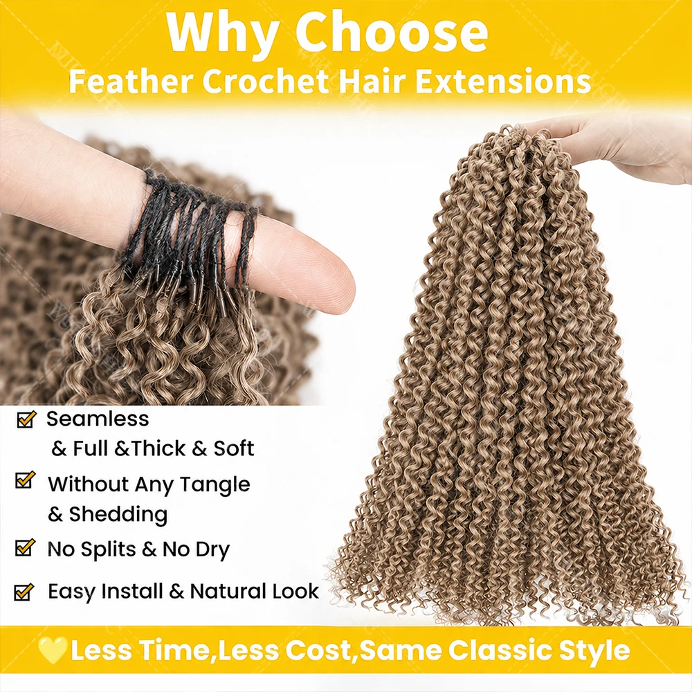 15A #27 Honey Blonde Miracle Knots Feather Crochet Human Hair Extension Small Spirals Curly Crochet Hair Kinky Curly Braids Hair