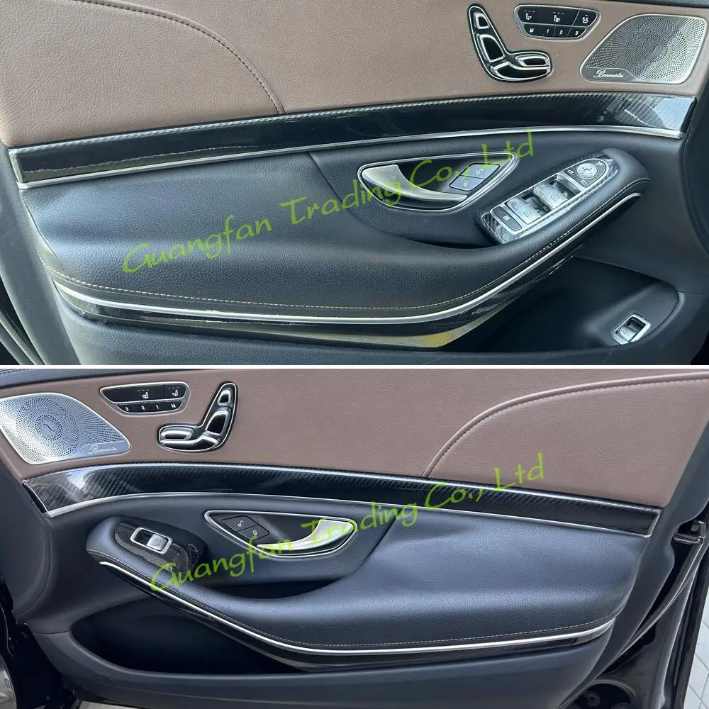 For Benz S class W222 2014-2020 Interior Central Control Panel Door Handle Carbon Fiber Stickers Decals Car styling Accessorie