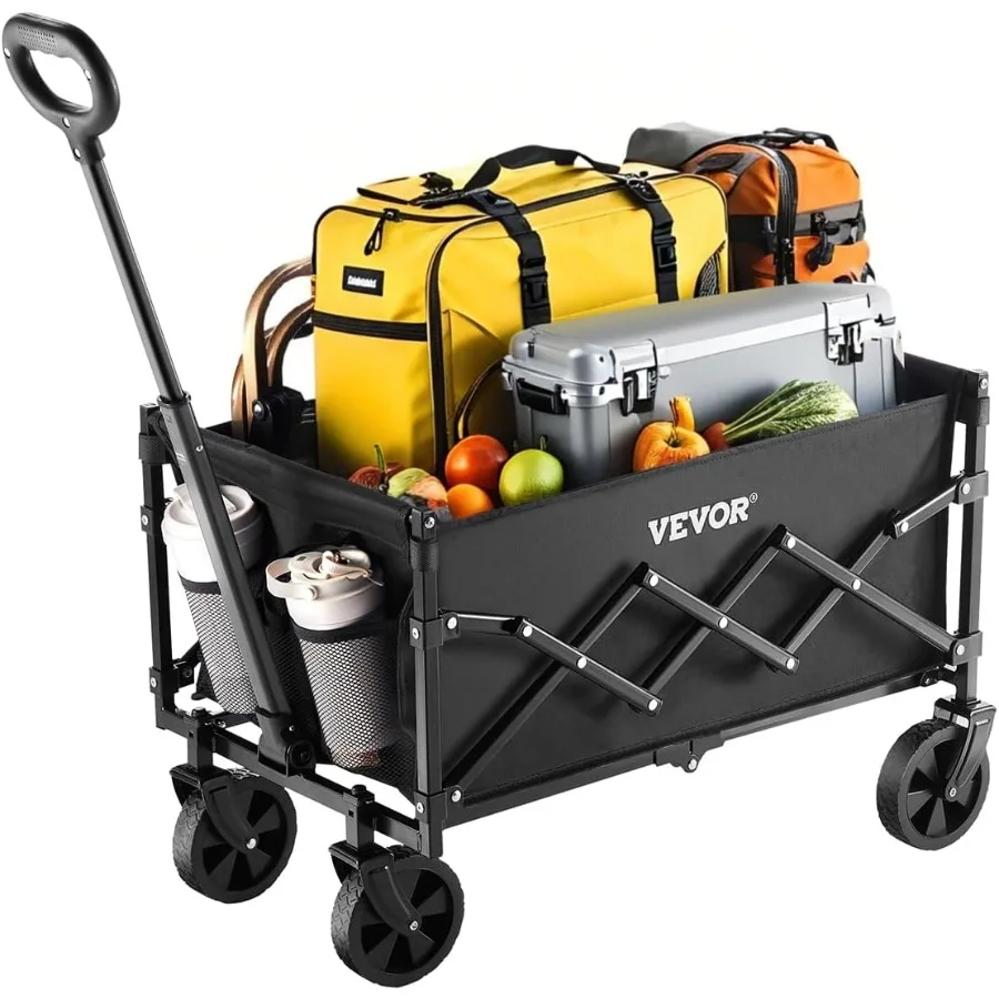 

Collapsible Folding Wagon with Wheels Wagons Carts Foldable with 225lbs Capacity Lightweight Portable Utility Wagon Cart for Gr