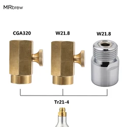 Co2 Cylinder Refill Adapter,TR21-4 To W21.8 Or CGA320 Filling Connector, Brewing Co2 Regulator Adapter For Co2 Tank