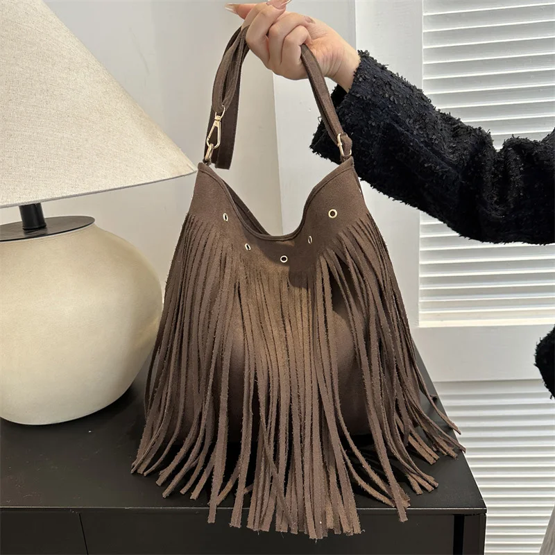 New Style Casual Tassel Crossbody Bags For Women, Large Capacity Shoulder Bag Designer Handbags For Ladies Daily Used