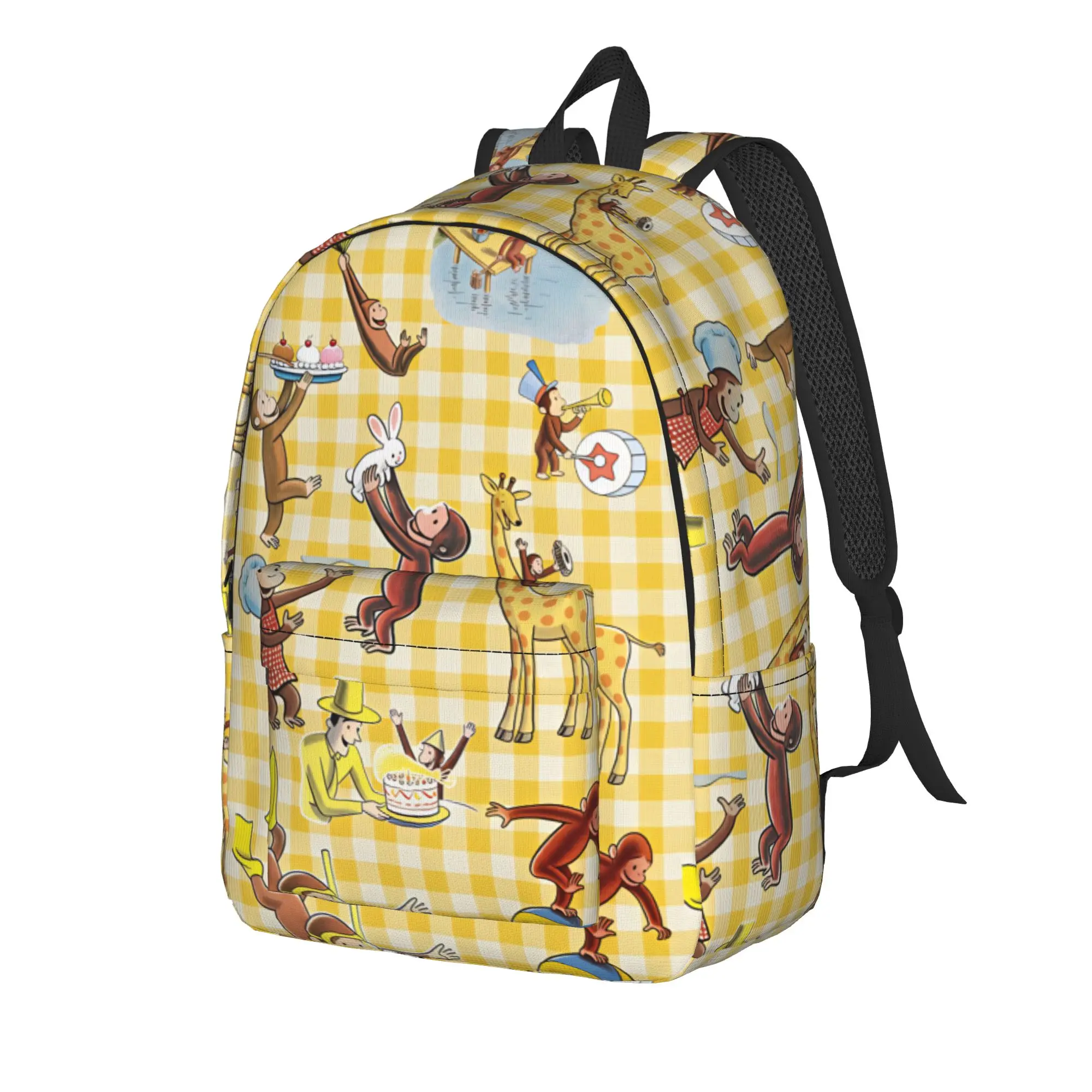 C-Curious George Backpack  Female Polyester Outdoor Style Backpacks Breathable Novelty High School Bags Rucksack