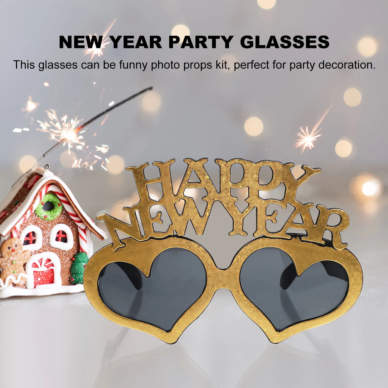 

3Pcs New Year Party Glasses Sturdy Construction Happy New Year Eyeglasses Fun Decoration for Group Photos Party Glasses