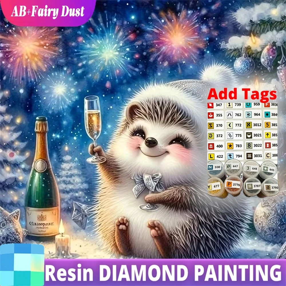 

Resin AB Fairy Dust Diamond Embroidery Hedgehog Animal Painting Full Square Round Mosaic Needlework DIY Craft Kit Christmas Gift