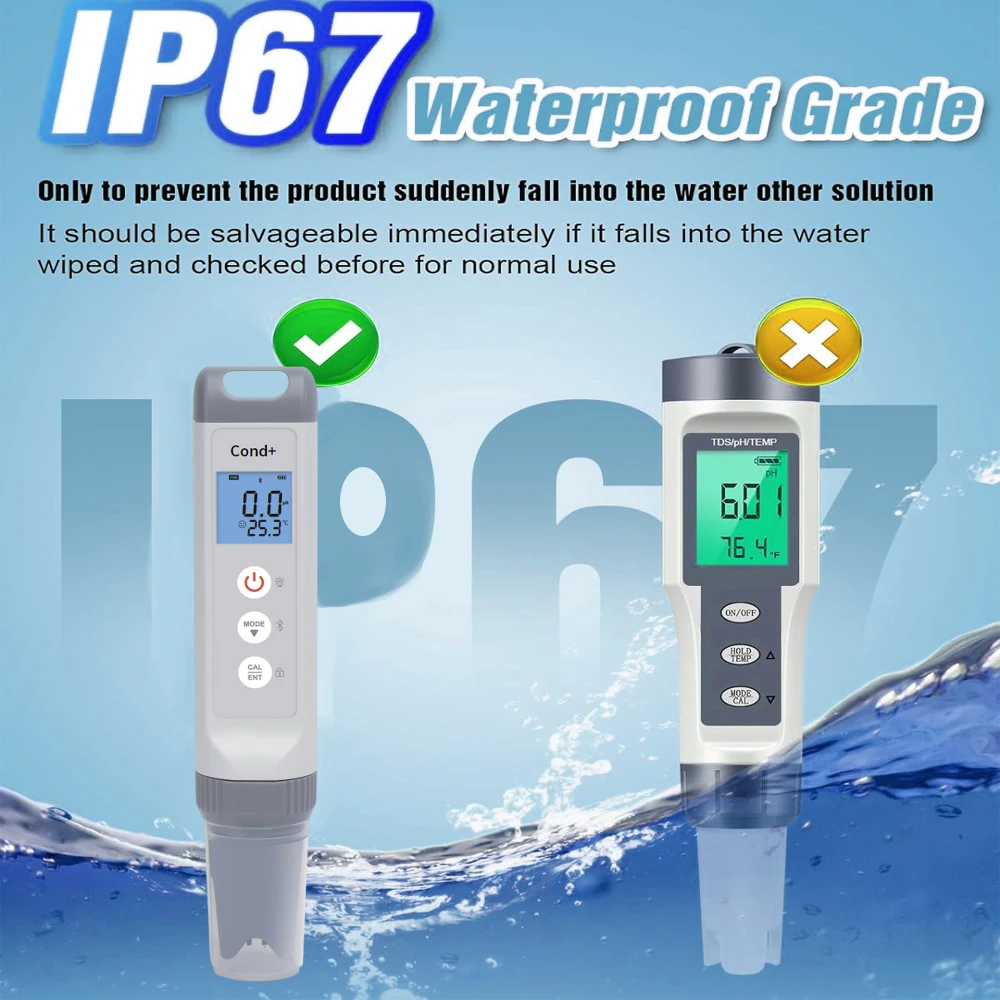 Hot IKEME 7 in 1 TDS/EC/Salinity/Temp/ORP/Res/ph meter digital Pool Aquarium Hydroponic Drinking Water Quality Monitor Tester