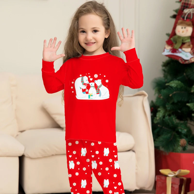 Christmas Pajamas Family Matching Clothes Set 2025 Xmas Bear Adult Father Mother Kids Family Look Dad Mom Daughter Son Pyjamas