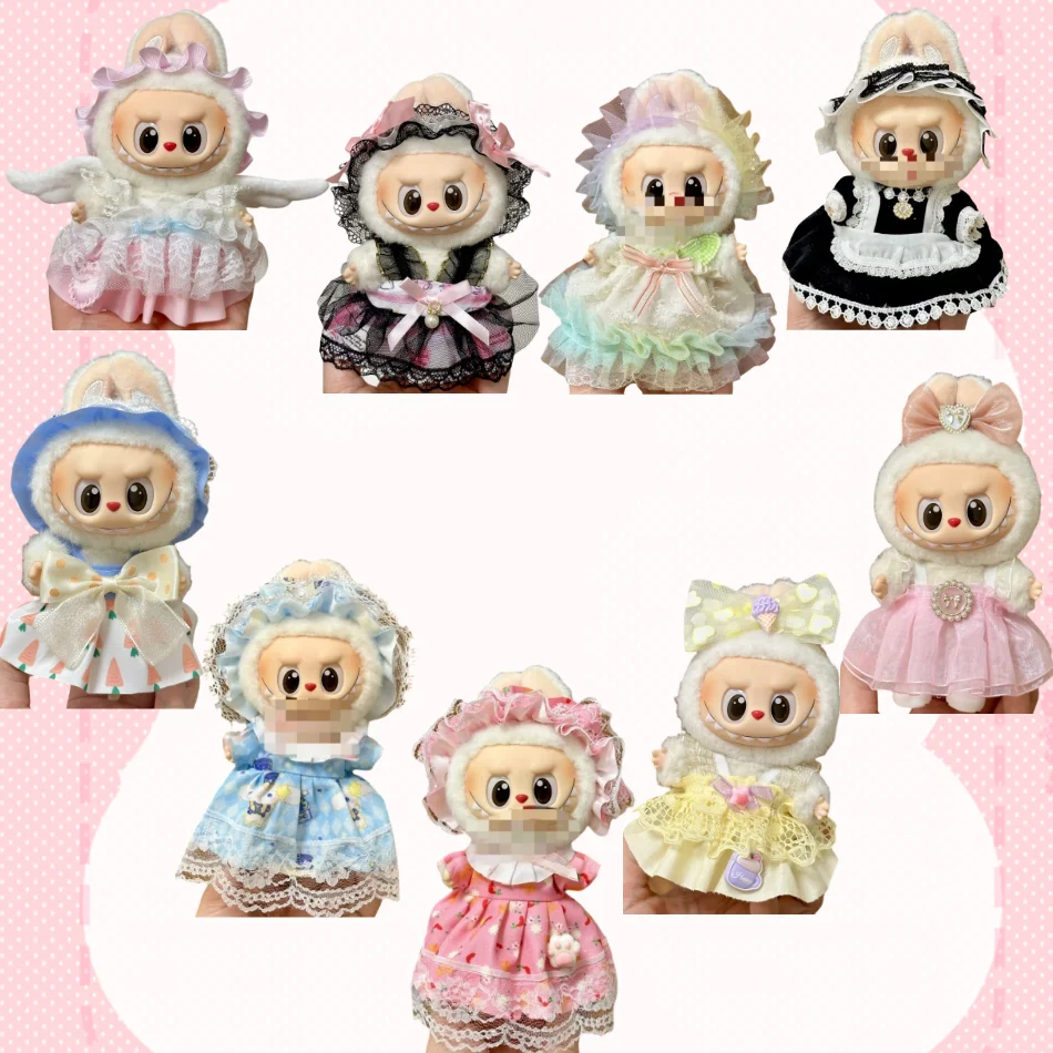 

17cm Mini Plush Doll'S Clothes Outfit Labubu butterfly princess dress Clothing Gift