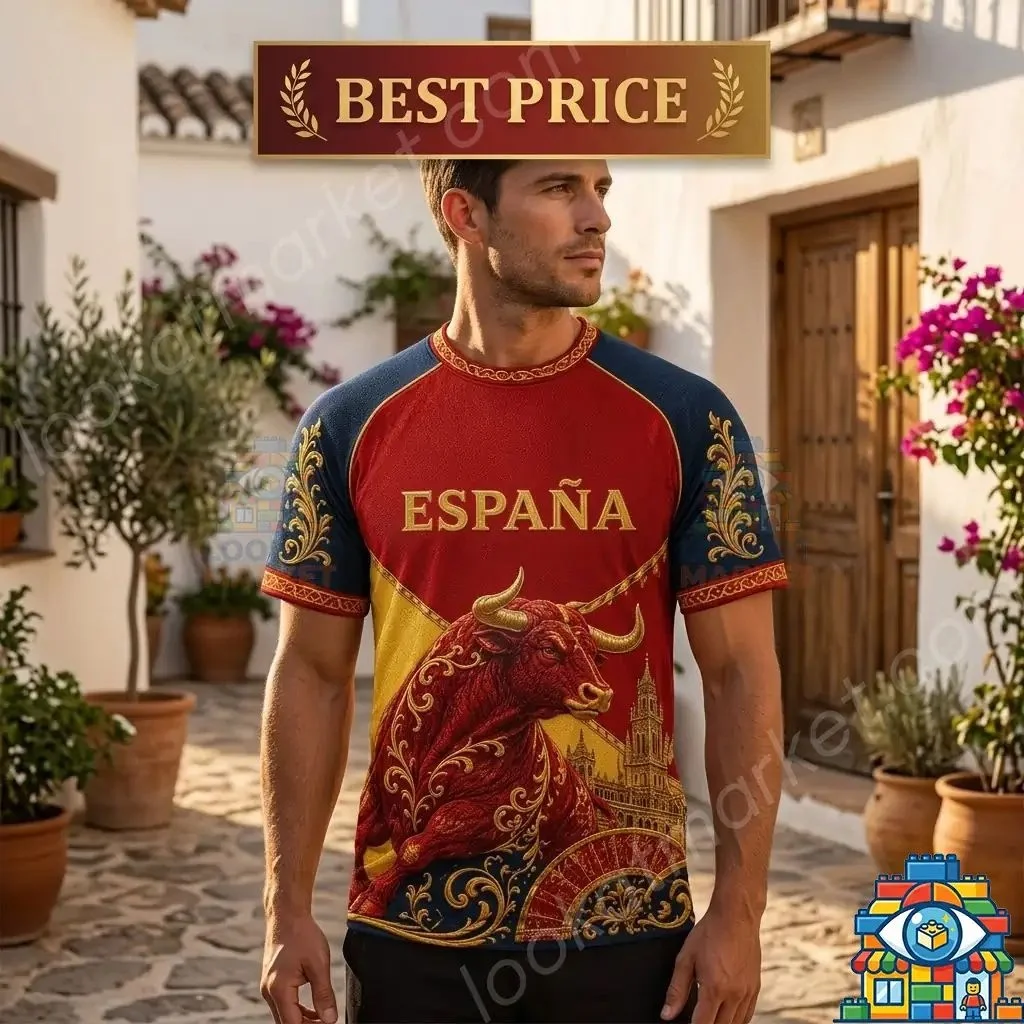 España Spain Soccer Jersey Retro Crewneck Sleeve Quick-dry Breathable Comfort Hot Sale Loose Fit Streetwear Family Kids Tees