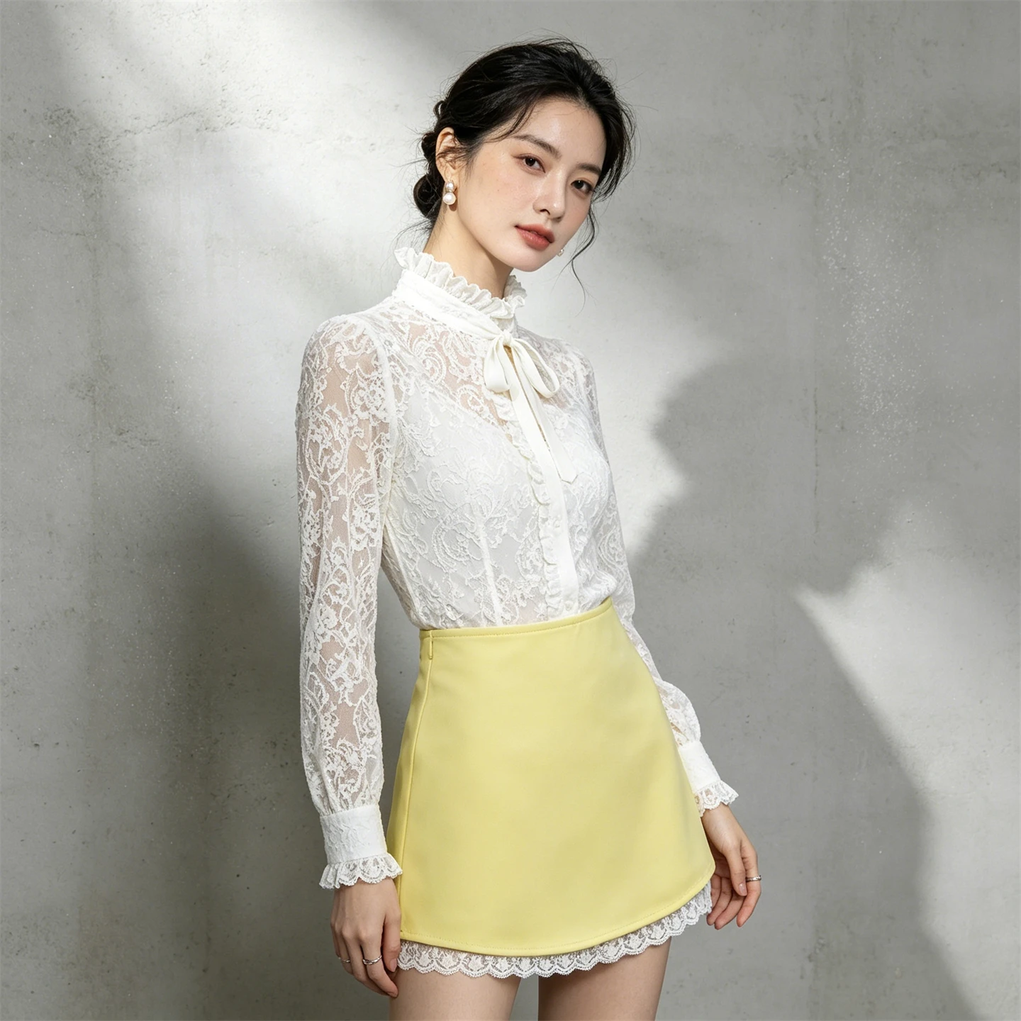 KEYANKETIAN 2026 Summer Luxury Elegant Satin Skirt Women Delicate Lace Edge High Waist A-Line Soft Texture Party Mini Skirt