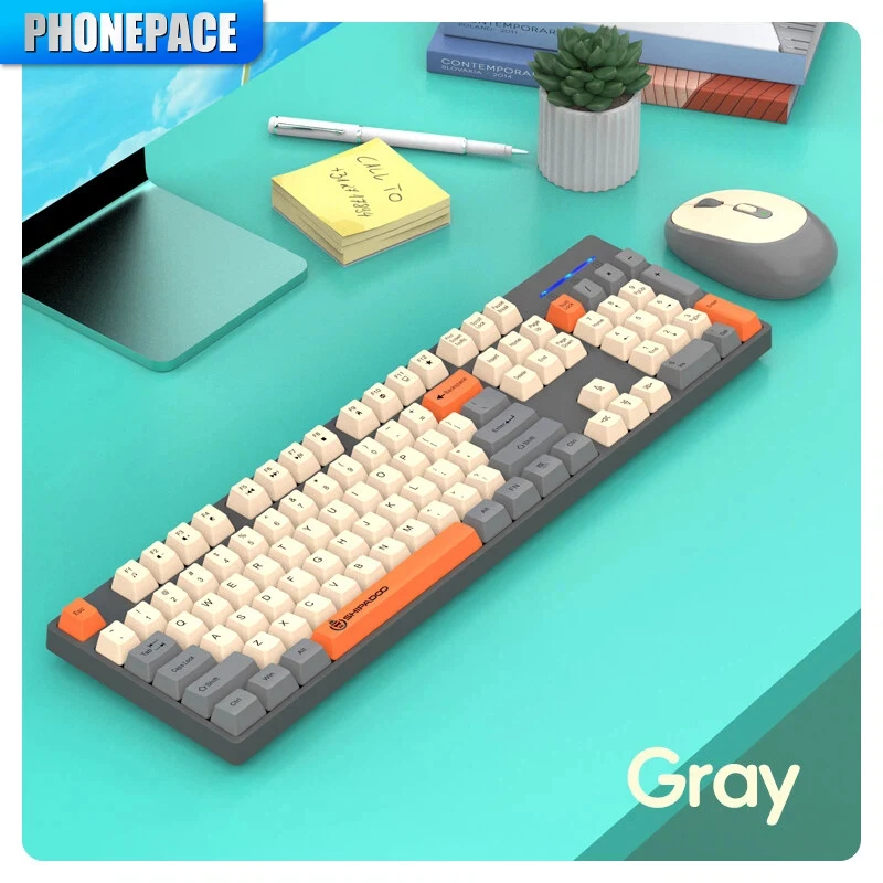 

Комбинация беспроводной клавиатуры и мыши 2,4G, многоцветный эргономичный набор для игр и офиса, энергосбережение Plug and Play с несколькими короткими