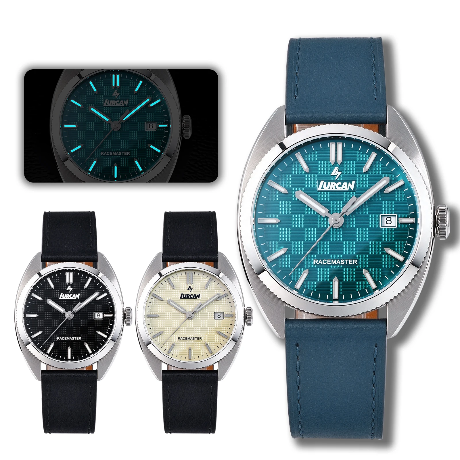 Mens PT5000 Automatic Mechanical Watch 39mm 100M Waterproof Sapphire Crystal BGW-9 Luminous Leather Strap 316L Steel Dress Watch