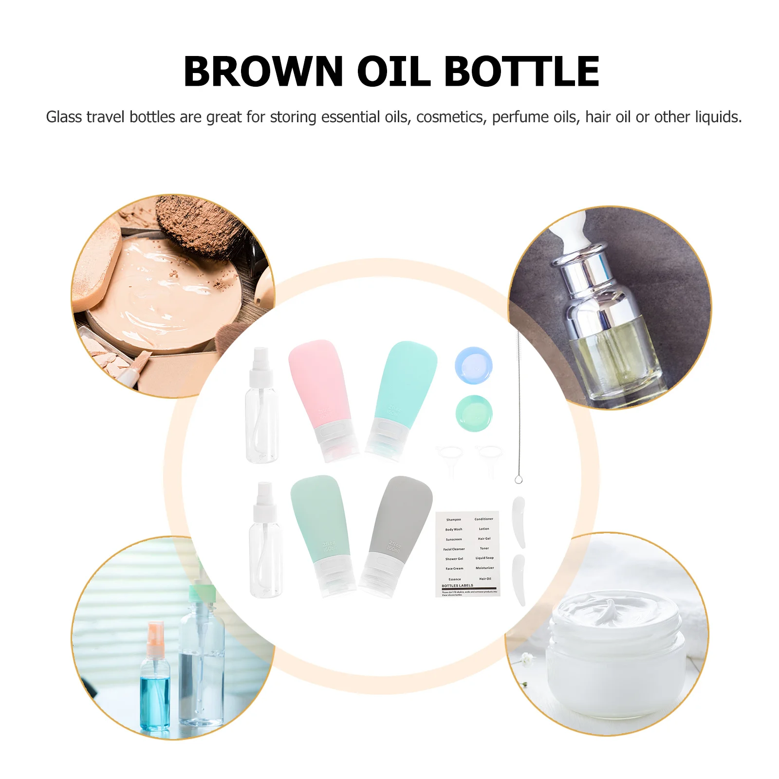 

1Set Durable Silicone Travel Bottles Lightweight Portable Refillable Sub Bottles Convenient Lotion Storage for Travel