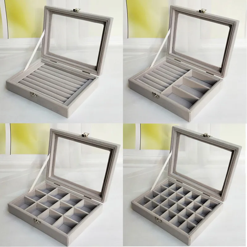 المحمولة المخملية مجوهرات حلقة عرض منظم صندوق حامل صينية غرفة نوم سطح المكتب القرط تخزين المعرض #5