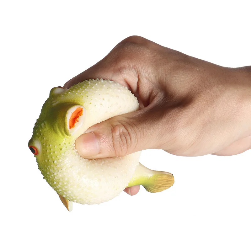 Children's Cognitive Toy Simulation Marine Animal Model Puffer Fish Octopus Crab Frog Pinch Music TPR Kids Stress Relief Toys