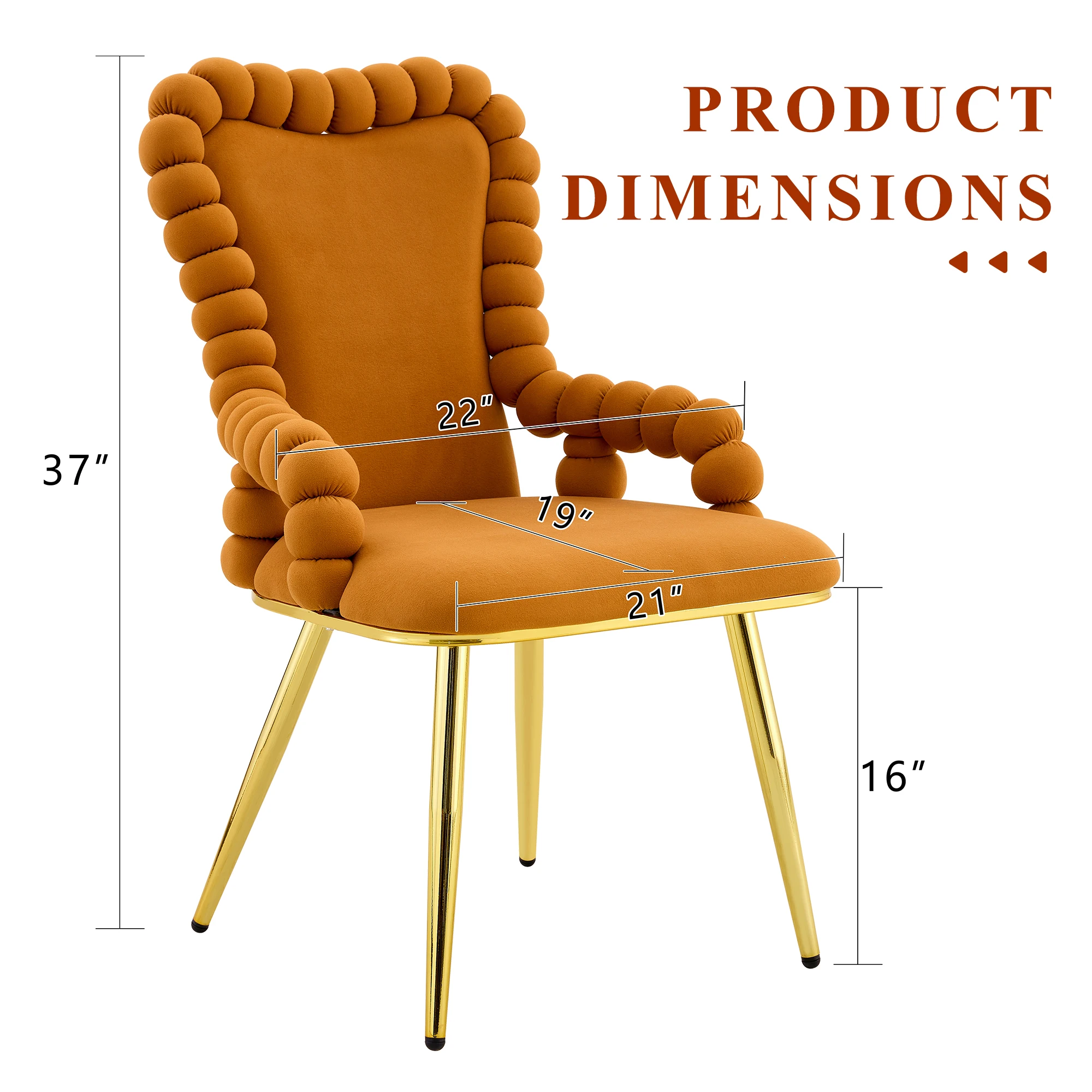 Puffy Bubble Chair Ball Chain Chair Velvet Dining Chairs with Gold Legs, Upholstered Accent Chairs Armrests Dining Room Kitchen