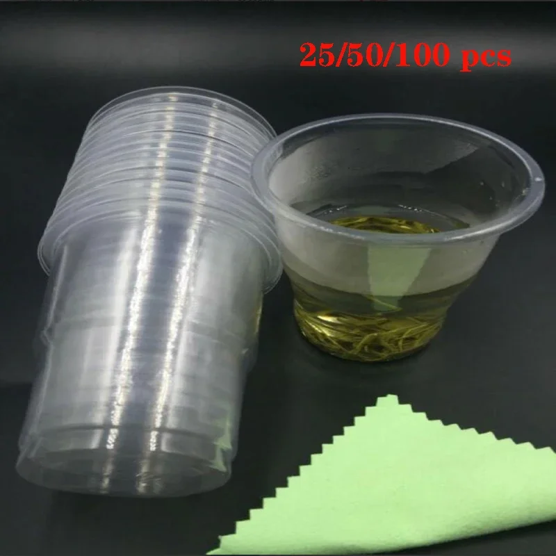 Disposable clear plastic cups - 200ml - Perfect for outdoor picnics, birthdays, parties - 25/50/100 pcs