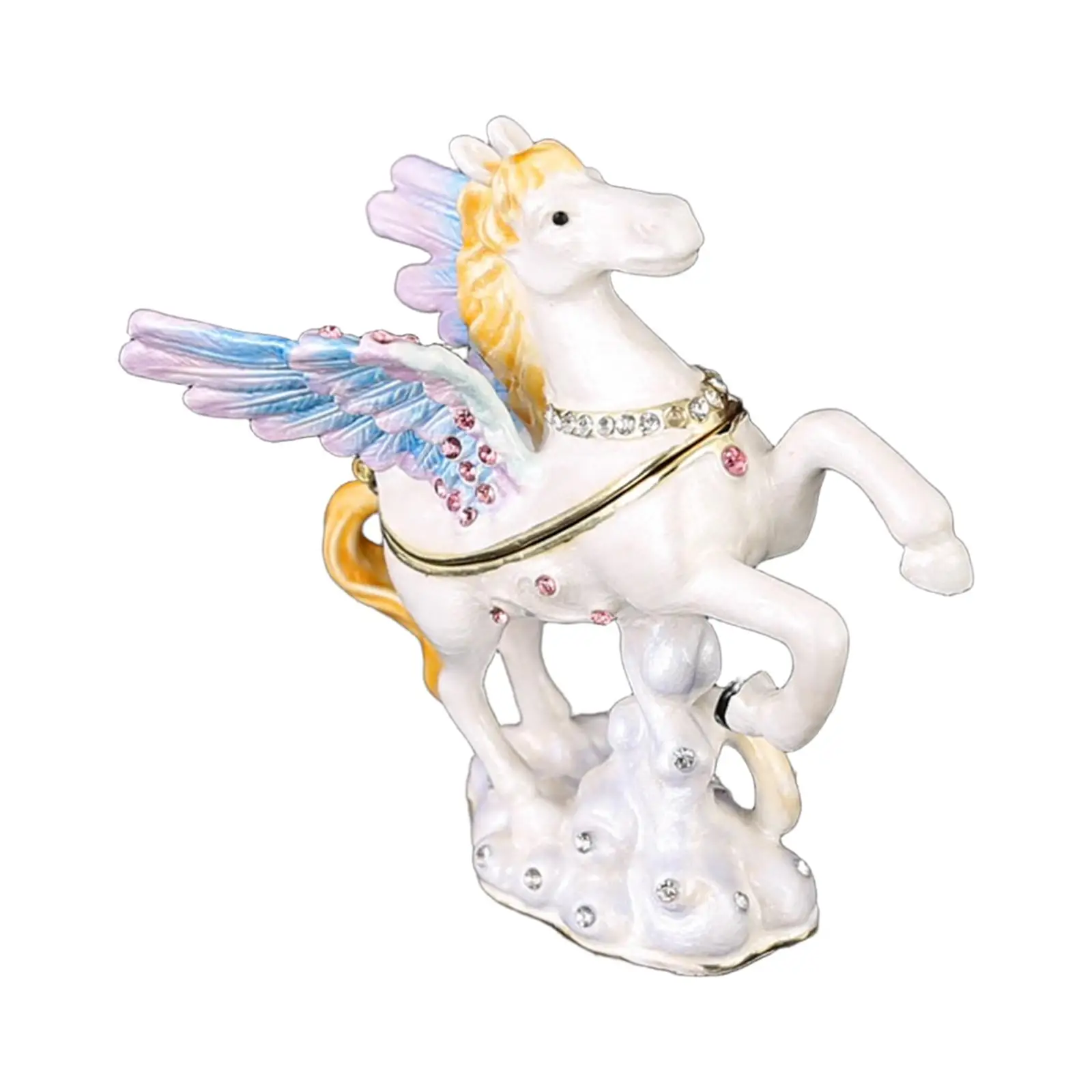 صندوق حلية متمحور صندوق مجوهرات الديكور للأساور والقلائد والأقراط والخواتم تذكارية بالمينا مع الجناح