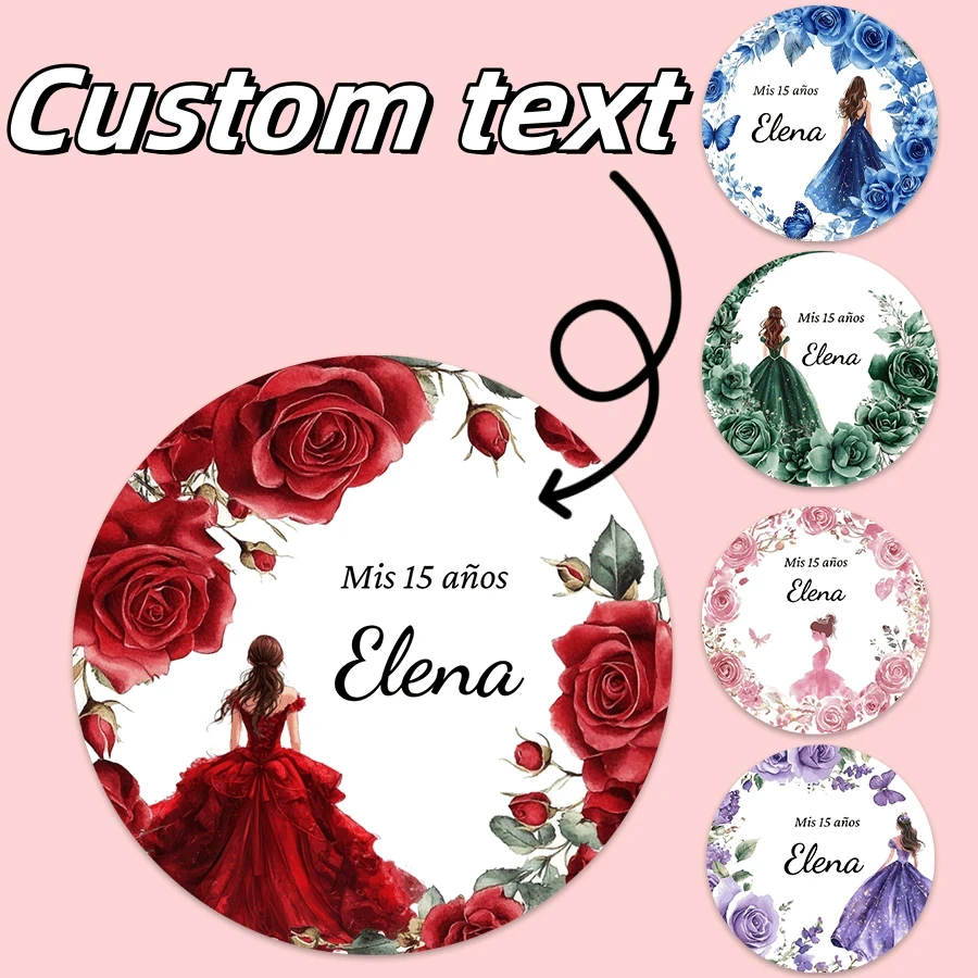 Custom 15th Birthday Crown Stickers Personalized Decoration Butterfly Graphic Print
