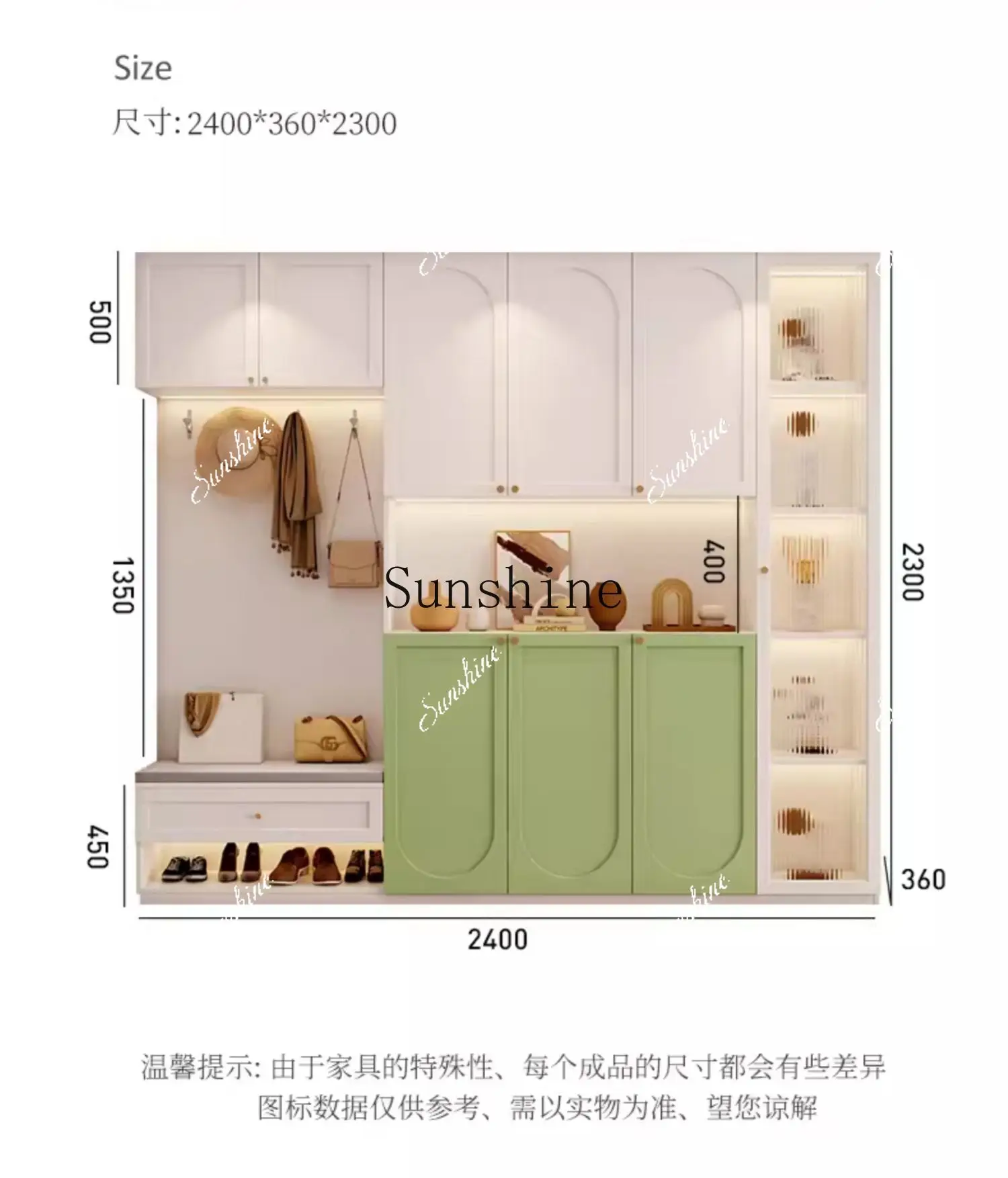 French cream style shoe cabinet, entrance integrated clothes against the wall with stool, home entrance hanging hangers   FT