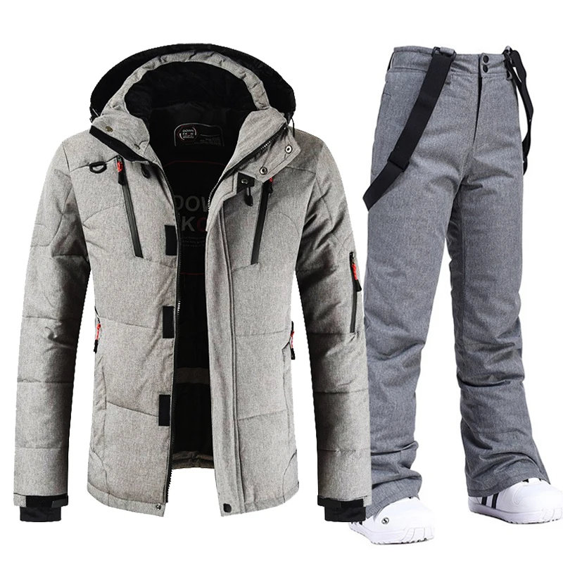 

New Men Ski Suit Down Jacket Snow Pants Outfits Winter Warm Windproof Waterproof Outdoor Sports Snowboard Wear Brand Overalls