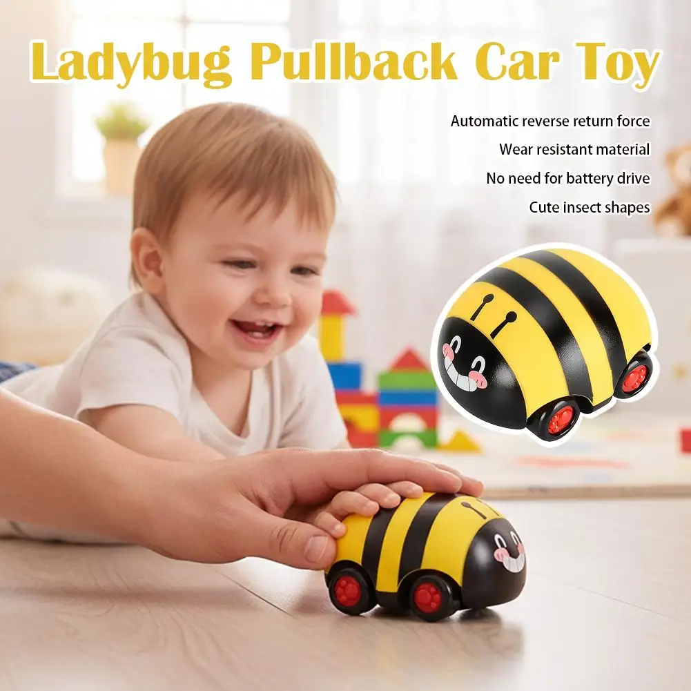 Cute Ladybug Pull Back Car Toy, 8.574.5cm Auto Reverse Inertia Toy Car for Kids, Battery-Free Kids Toy for Gift & Play