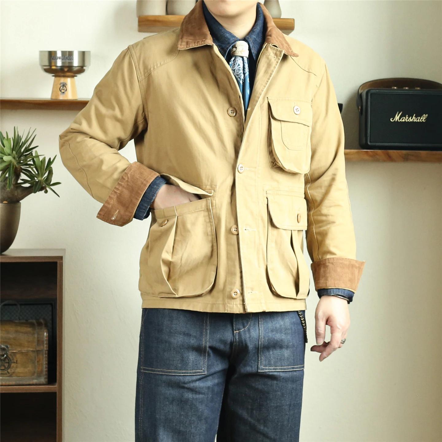 

Утепленная хлопковая охотничья куртка в американском ретро-стиле, уличная рабочая одежда, куртка-барн для мужчин и женщин, осенне-зимнее пальто