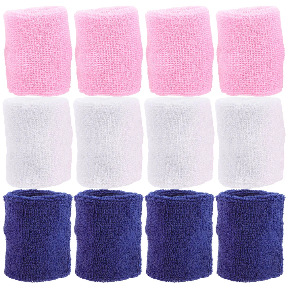 

12pcs Sports Wristbands Sweat Absorbing Wrist Support Braces Elastic Workout Protection For Tennis Basketball Wrist Sweat Bands