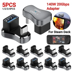 For Steam Deck USB C Male To Female Extension Connector 180 Degree PD 140W 20Gbps Fast Charging Adapter Game Console Accessoies