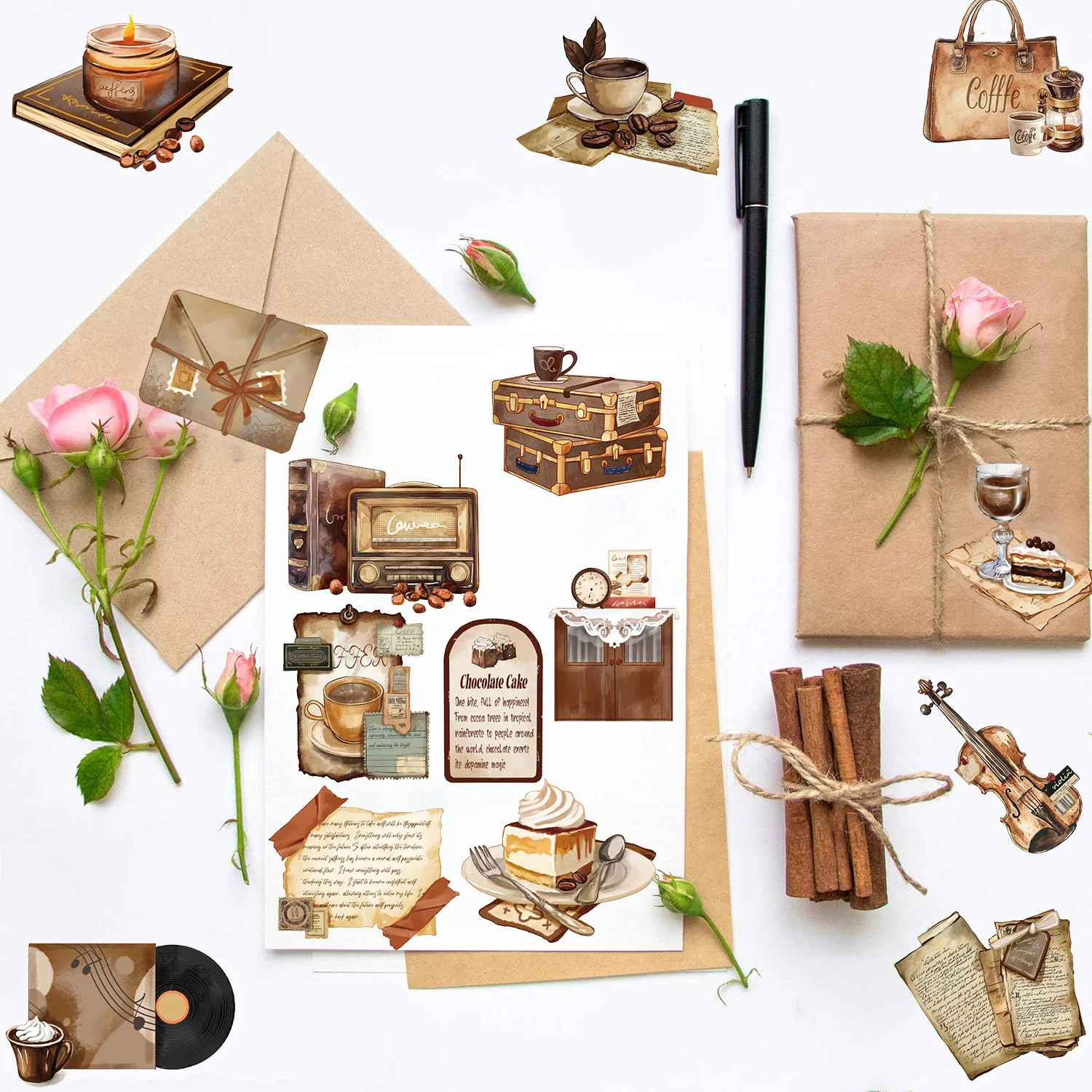 50PCS Retro Cafe Stickers Motorcycle Graffiti Suitcase Living Room Phone Cool Waterproof Decorative Guitar Notebook Sticker