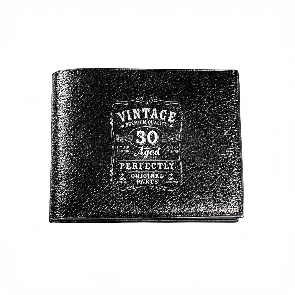 Vintage Premium Quality 30 Years Aged Perfectly Original Parts Men Wallet Card Holder Casual Business Fashion Print